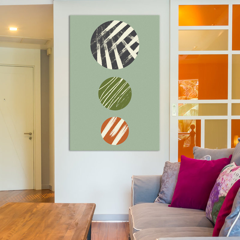 Cercles avec texture - Impression sur toile, H 26 po x l 18 po x P 1,5 po, Toile tendue, Pas de tapis