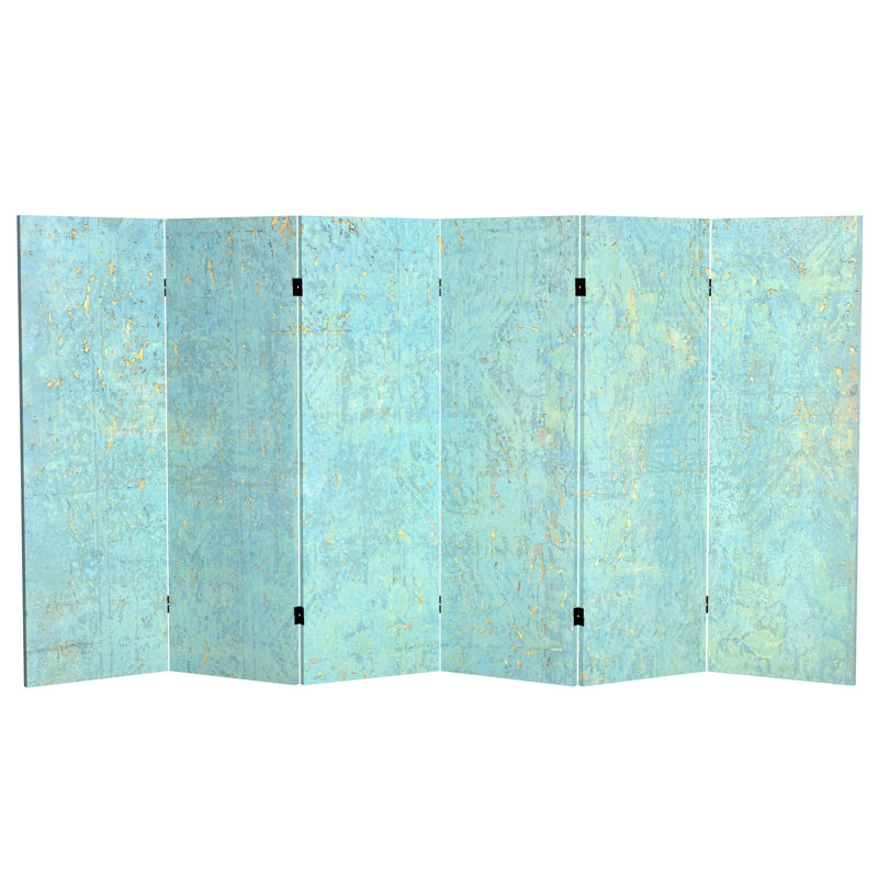Wiens Turquoise Art Canvas Folding Screen, 4 ft