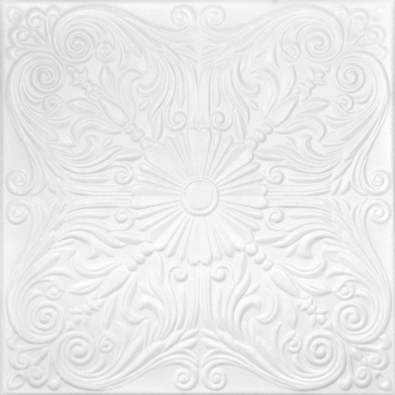 Tuile de plafond en polystyrène espagnol 1,6 pi x 1,6 pi, Blanc ultra pur