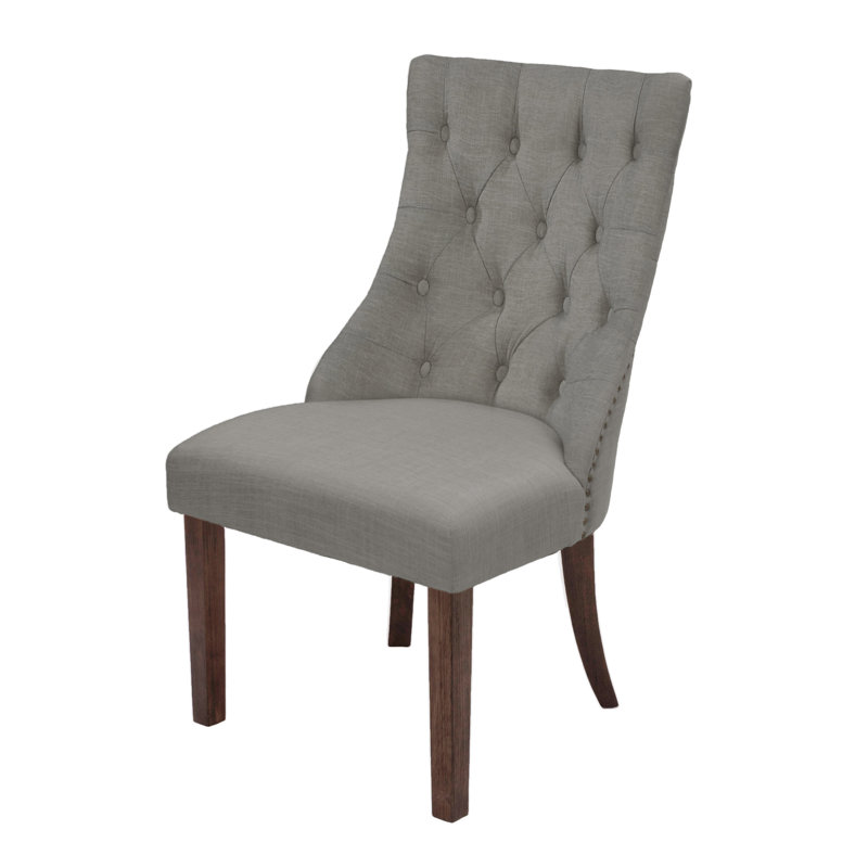 Rackley 19'' H Tufted Linen Upholstered Side Chair, Beige, 1