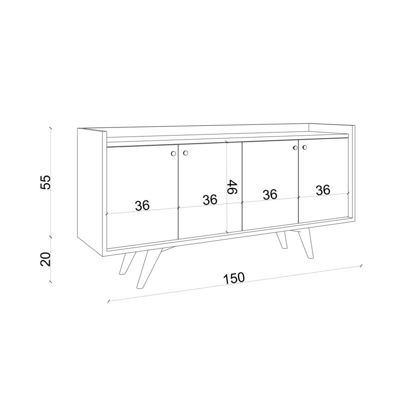 Console 59,1 po Edgartown, Blanc / noir, Blanc