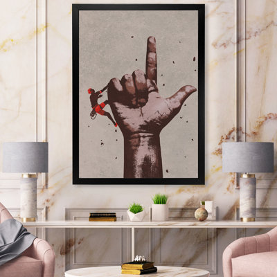 " Finger Pointing Up Sign With Climber " Painting Print