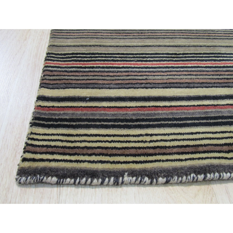 Tapis noir à rayures transitionnelles noir / gris anthracite Galiano, Rectangulaire 3 pi x 5 pi