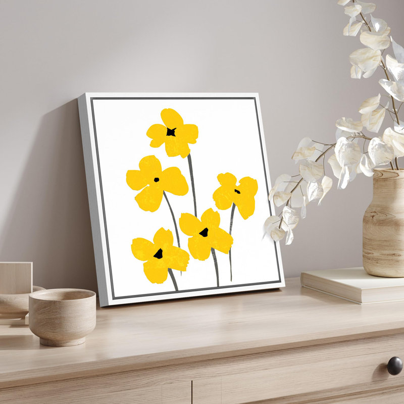 Yellow Daisy Group, reproduction d'art sur toile encadrée, Toile blanche, H 16 po x l 16 po