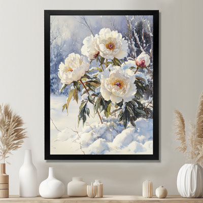 Pivoines hivernales dans les congères I - salon d'art mural floral