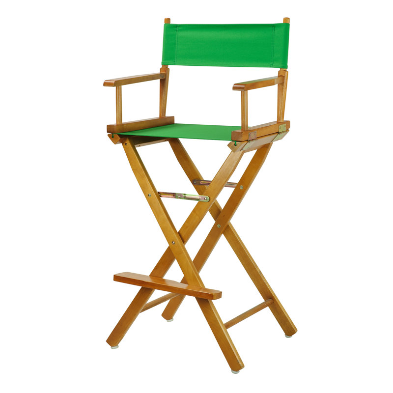 Chaise de réalisateur pliante de 30 po avec toile, Chêne miel, Vert
