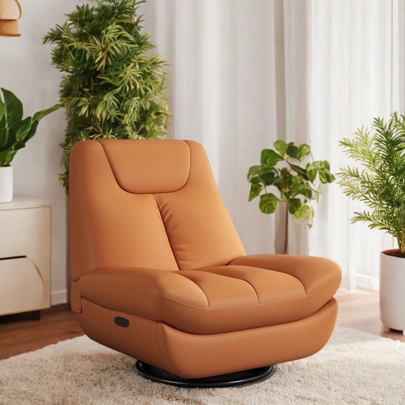 Emberlei Faux Leather Swivel Recliner, Orange