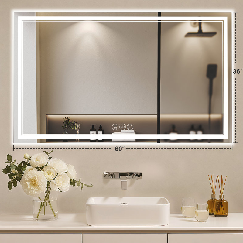 Super Bright LED Lighted Bathroom Vanity Mirror, Frontlit & Backlit 3-Color Temperature Anti-Fog Wall Mirror with UL, RoHS, ETL & 3-Year Warranty