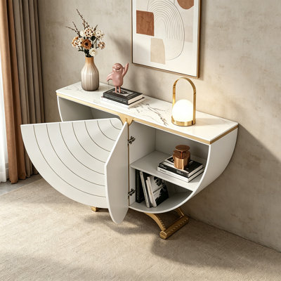 Console moderne en pierre frittée demi-ronde
