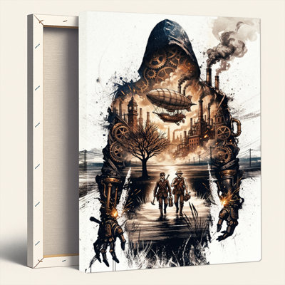 «Gallery Wrap», art mural sur toile pour le salon, la chambre à coucher, le bureau ou le vestibule - décoration murale décorative avec fantaisie Steampunk