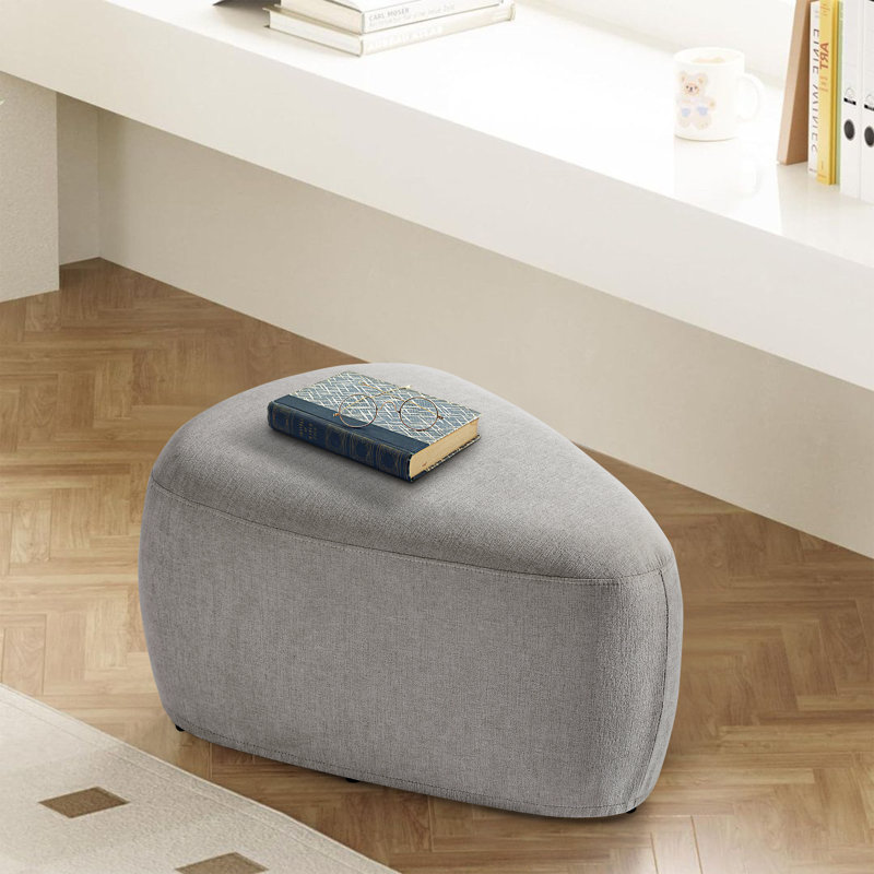 Adna 67.8Cm Wide Triangle Footstool Ottoman, Light Grey