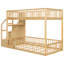 Lit simple superposé simple avec échelle et rangement - Lit en bois massif à profil bas pour enfants, naturel-1797162122