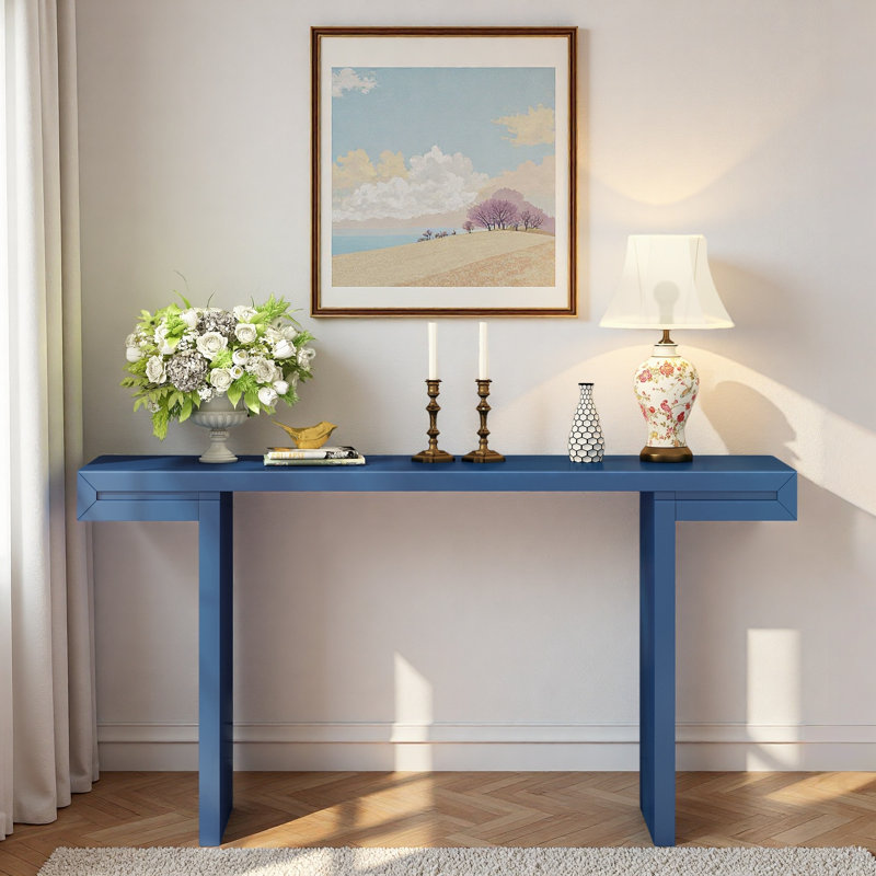 Console avec lignes géométriques et pieds réglables, Navy Blue