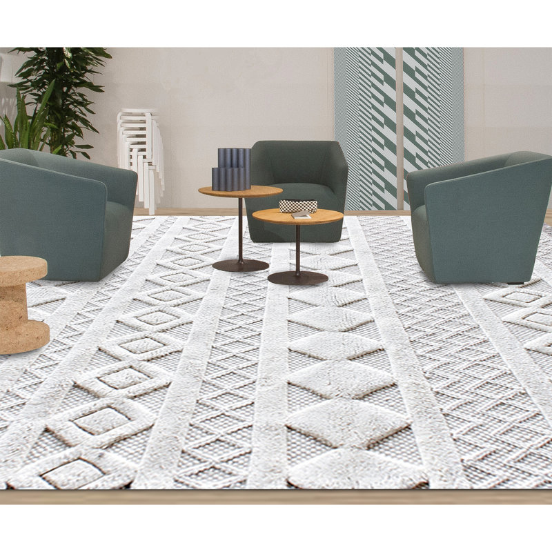 Moroccan Hand Woven Wool Geometric Area Rug, Rectangle 6' x 9'