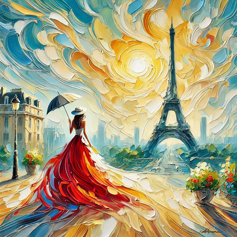 Art mural sur toile Parisian Sunrise, H 12 po x l 12 po x P 1 po
