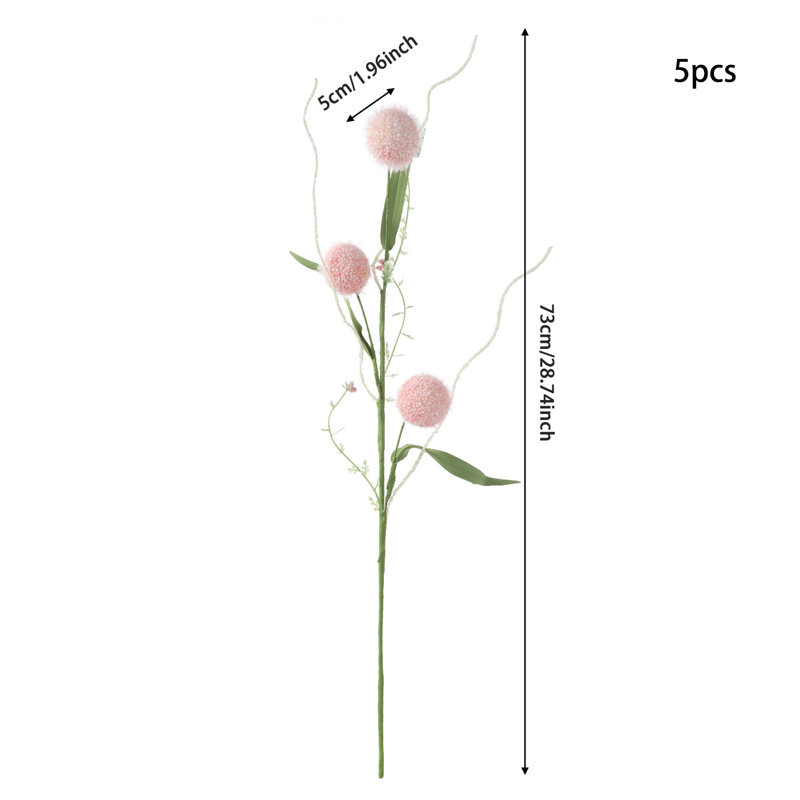 Faux fleurs artificielles en forme de boule de pissenlit à 3 têtes kbndieu, Rose