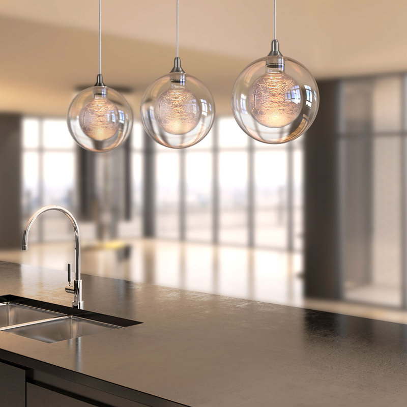 Riverdale 3 - Light Kitchen Island Pendant, Chrome