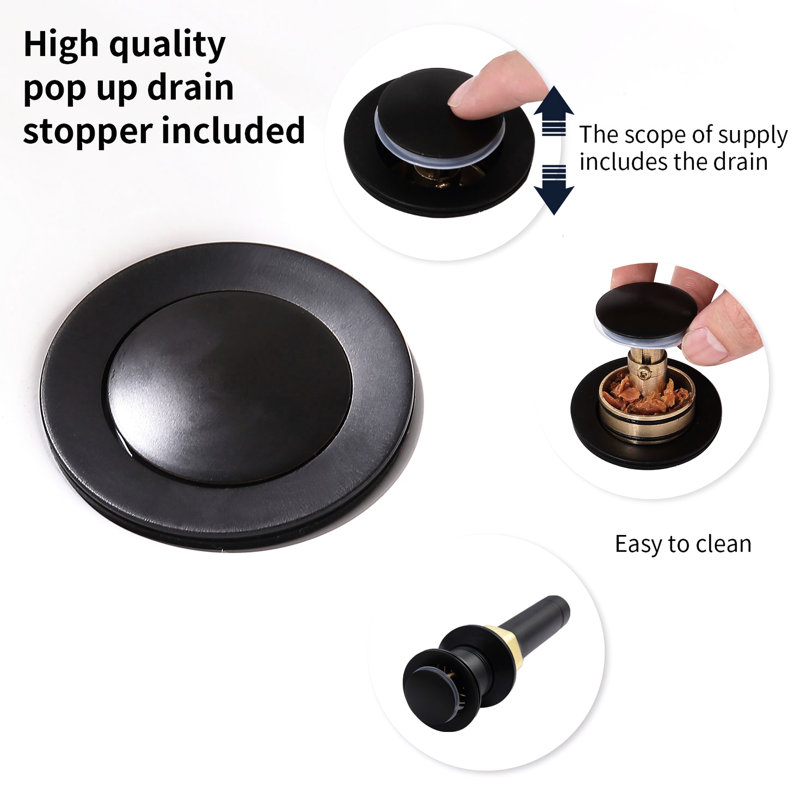 Matte Black Bathroom Faucet 2, 360 Rotatable Spout With Pop-Up Drain & Supply Lines, 6 Inch Vanity Sink Use, Scratch, Rust-, Tarnish-, , Simple Installation Steps 4011B 2-Handles, High Arc Hoses,