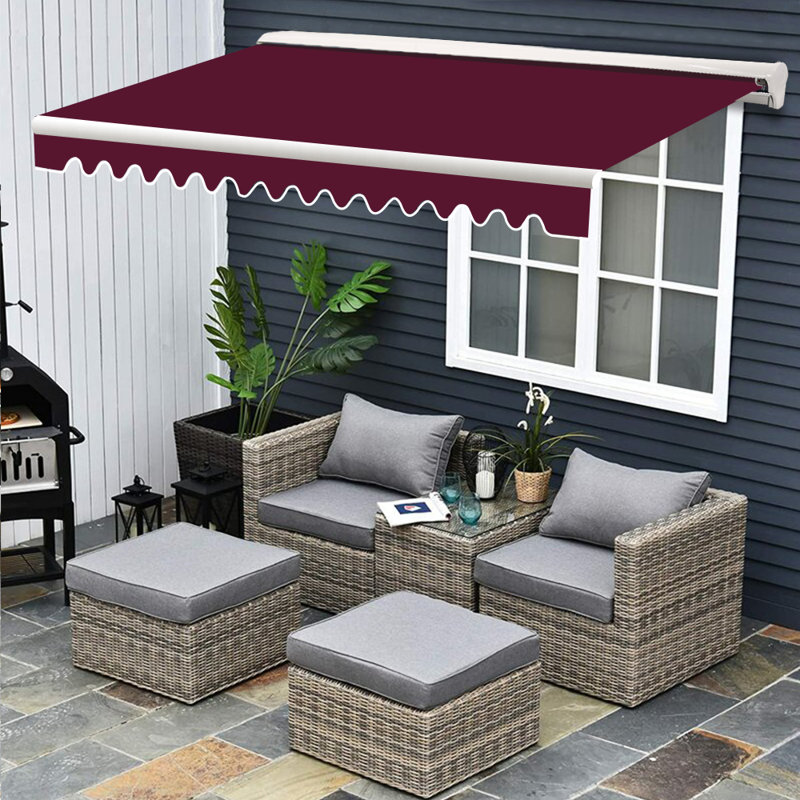 Jaran Half Cassette Electric Retractable Patio Awning, 3m W x 2.5m D, Wine Red