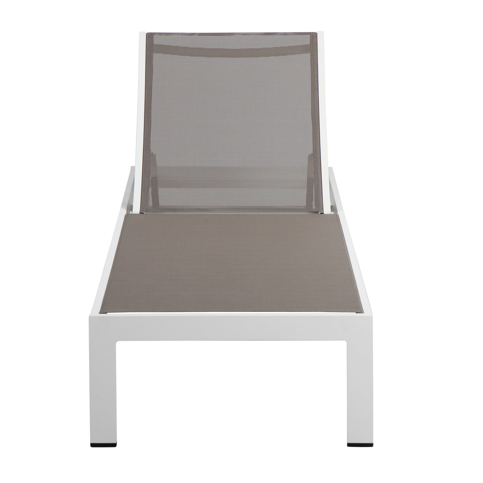 Aynura Outdoor Aluminum Chaise Lounge, White/Taupe