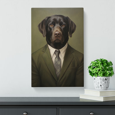 Labrador Retriever in a Suit Painting No.3 - Wrapped Canvas