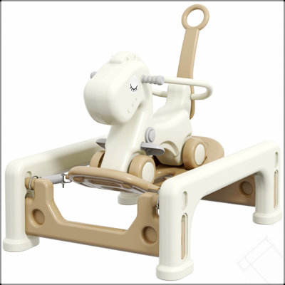 Qaba 5 In 1 Rocking Horse For Toddlers Years 1-6, Kids Spring Ride On Horse Balance Bike With Detachable Balance Board, Push Handle & Footrest For Baby Boys And Girls