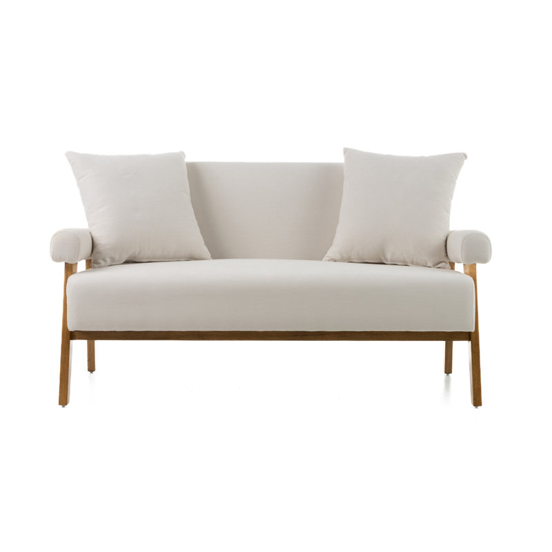  Cynthia - Causeuse moderne en tissu blanc et bois