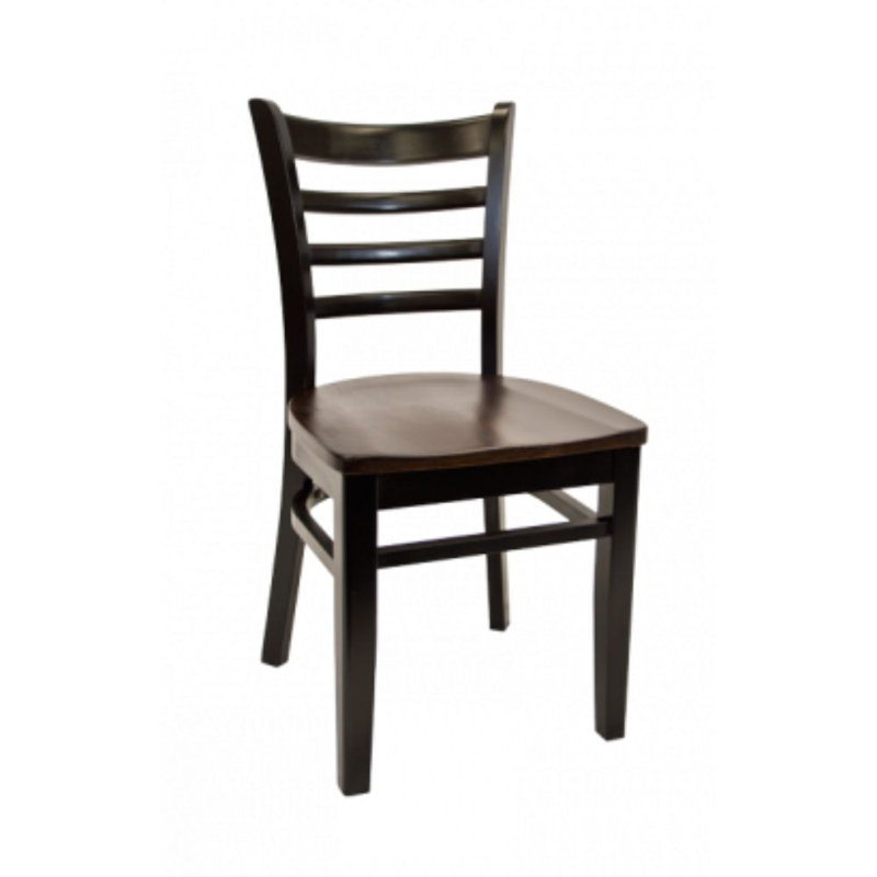 Solid Wood Ladder Back Side Chair, Walnut, Black