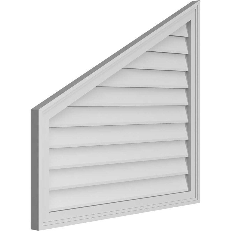 Half Peaked Left Surface Mount Signature Urethane Non-Functional Gable Vent 6/12 Pitch Primed Tan, 32" H x 34" W x 1.5" D