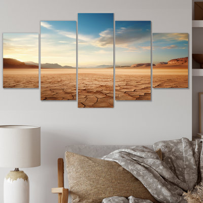 Scénario paysage désert infini horizon V - Paysages Art mural salon - 5 panneaux