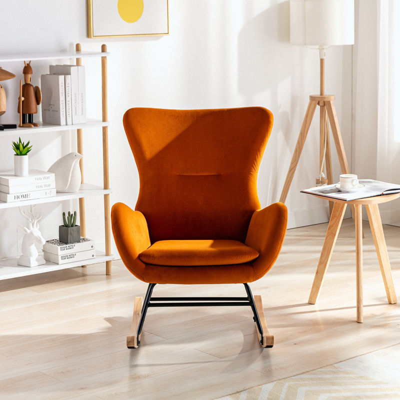 Fauteuil à bascule Teddy, Velours orange