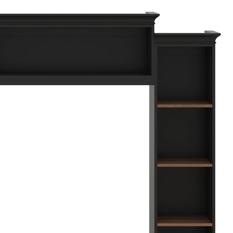 Meuble télé 4 en 1 avec bibliothèque, tablettes réglables et tiroirs Farmhouse, Black