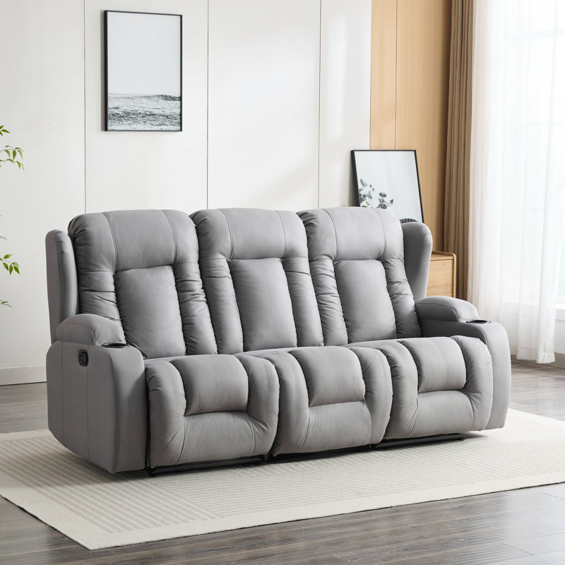Andreaz 3 Seater Linen Reclining Sofa, Manual - Handle / Lever