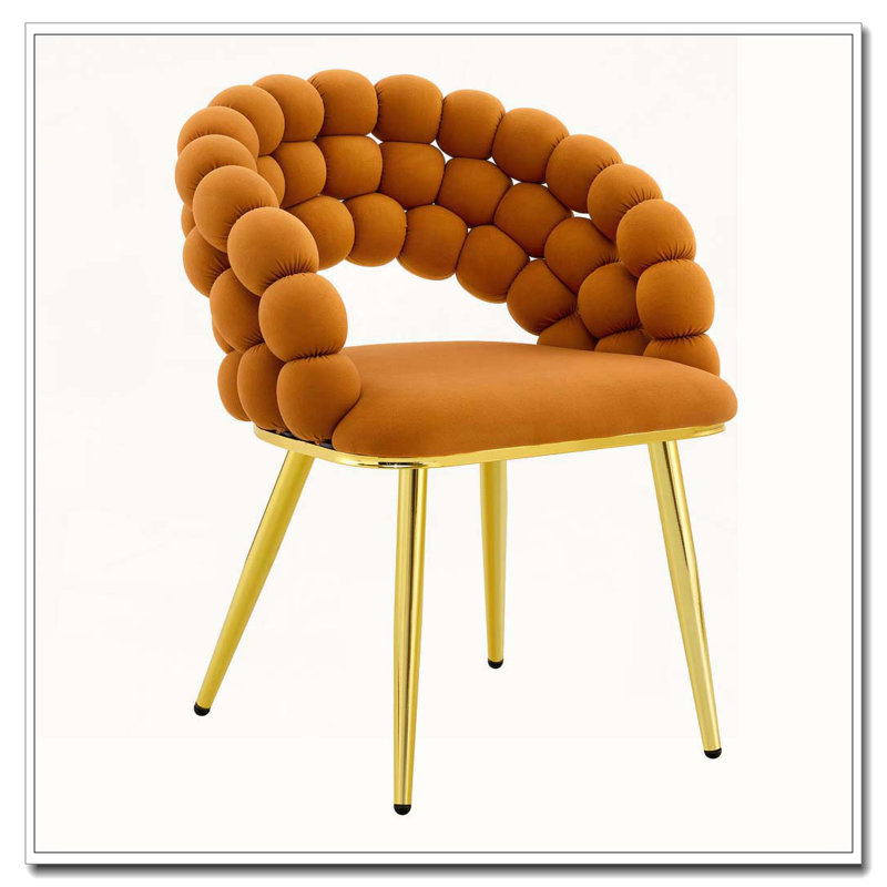 Chaises de salle à manger en velours, Orange