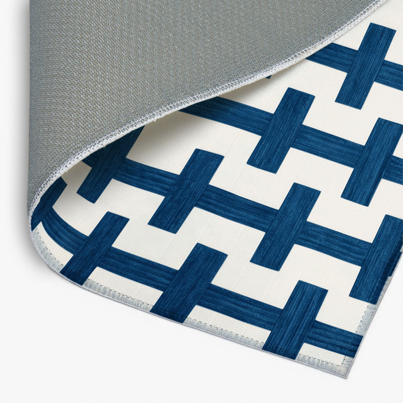 Tapis intérieur / extérieur blanc à carreaux, Rectangulaire 2 pi x 3 pi