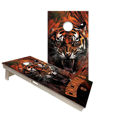 Cincinnati 2x4 Cornhole Board Set | Includes (2) Boards (8) Bags & Optional Accessories