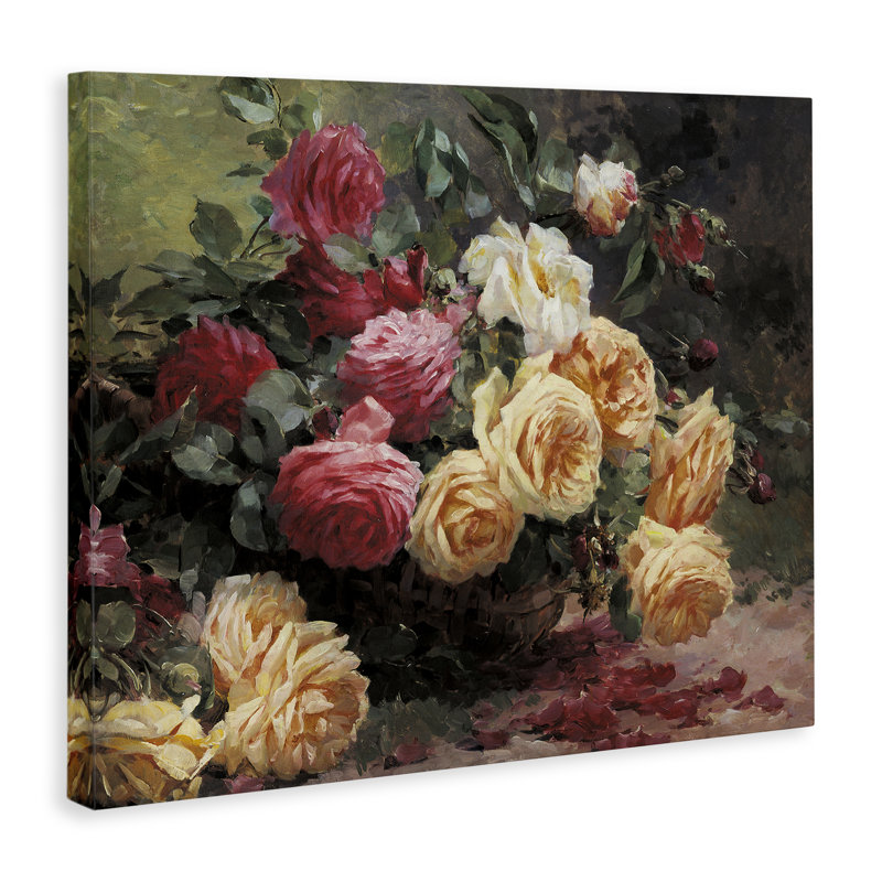 Art mural sur toile Vintages Roses Still Life par Albert-Tibulle Furcy de Lavault bp-670_CN, H 36 po x l 48 po