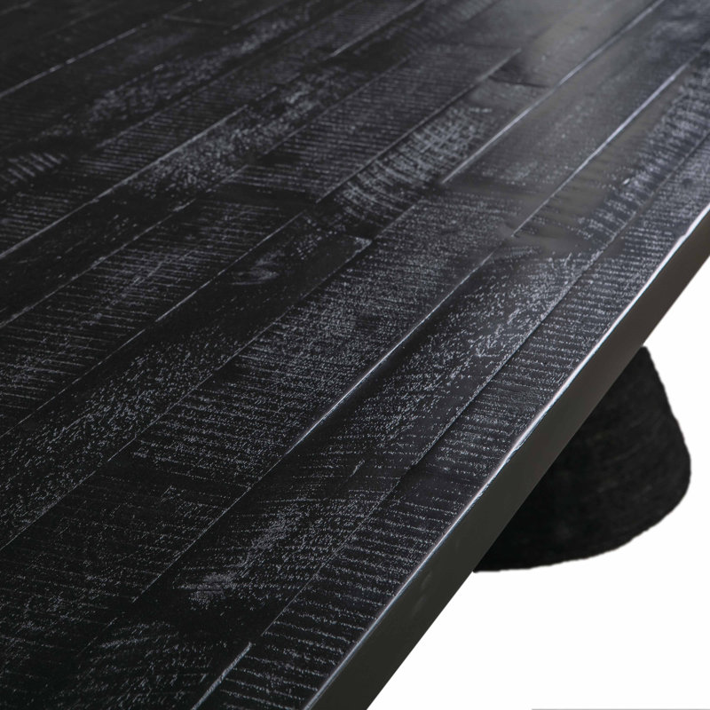 Rizzi Acacia Oval Unfinished Solid Wood Dining Table, Black, Black