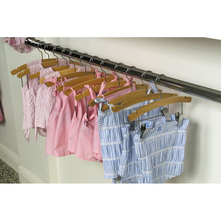 Wooden Junior Combo Hanger with Adjustable Cushion Clips, Flat 14