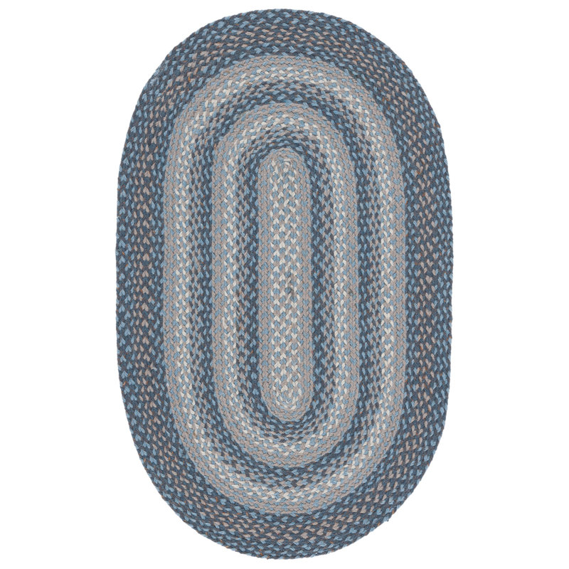 Braided Cotton Striped Rug, Oval 3' x 5'