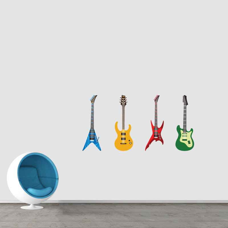 Décalcomanie murale guitares électriques, H 36 po x l 12 po