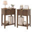 Ensemble de 2 tables de chevet compactes et modernes à cannelures avec tiroir et tablette ouverte-1647539144