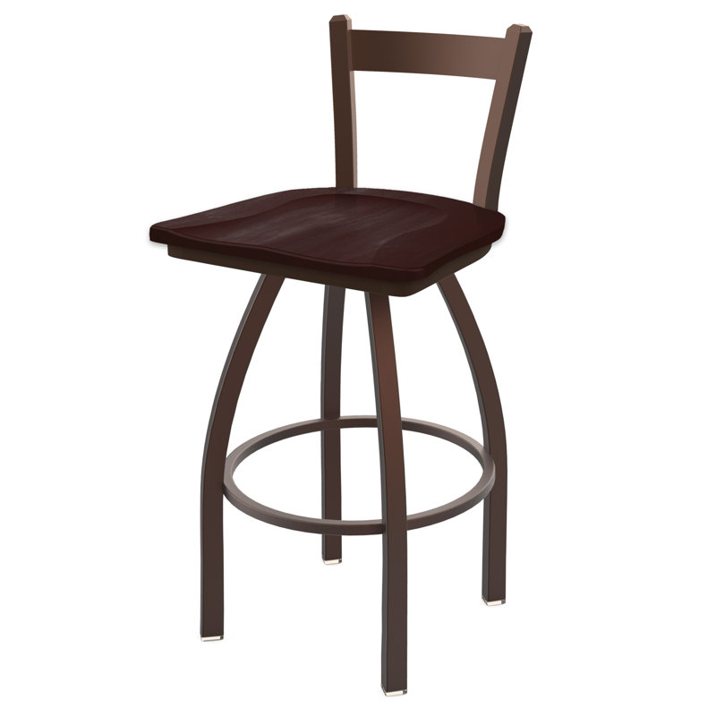 Tabouret de comptoir pivotant 821 Catalina, Bronze, Bois - Érable cerisier foncé