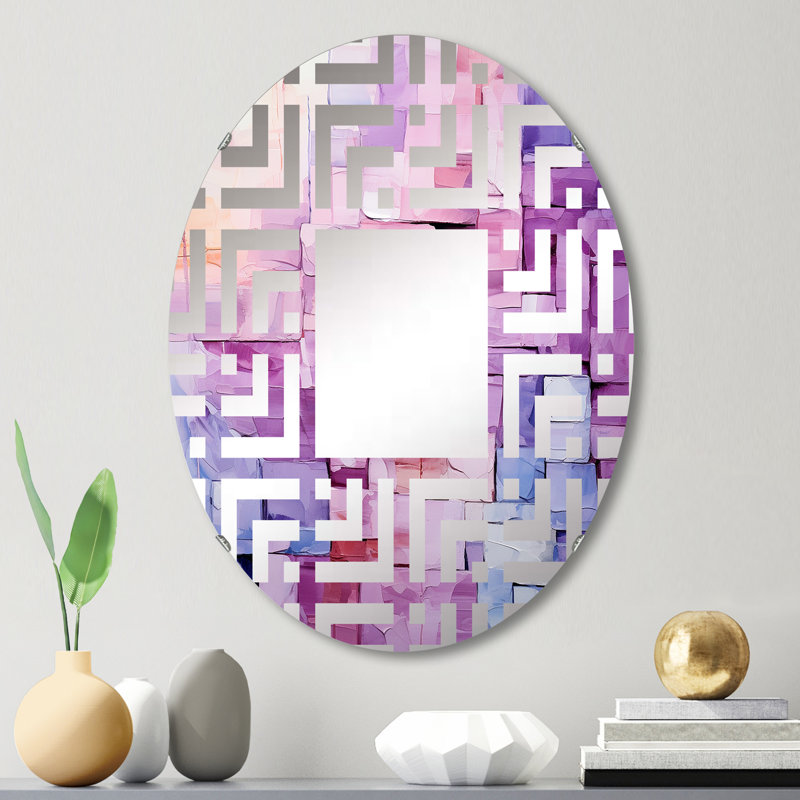 Miroir décoratif lilas à motifs abstraits I - Maze MIR105937 O, L 20 po x H 30 po