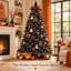 Sapin de Noël artificiel noir de 1,5 m avec 250 lumières DEL blanches, 1076 branches en PE et PVC préilluminées, branches articulées et support en métal pour la décoration d'Halloween et de Noël-1106259202