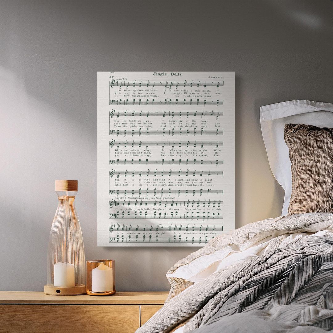 Vintage Jingle Bells Music Sheet Canvas