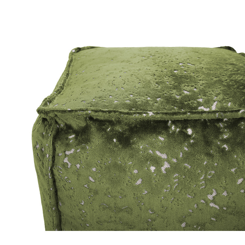 Pouf carré de 20 po de largeur, Mélange de polyester émeraude Pasini