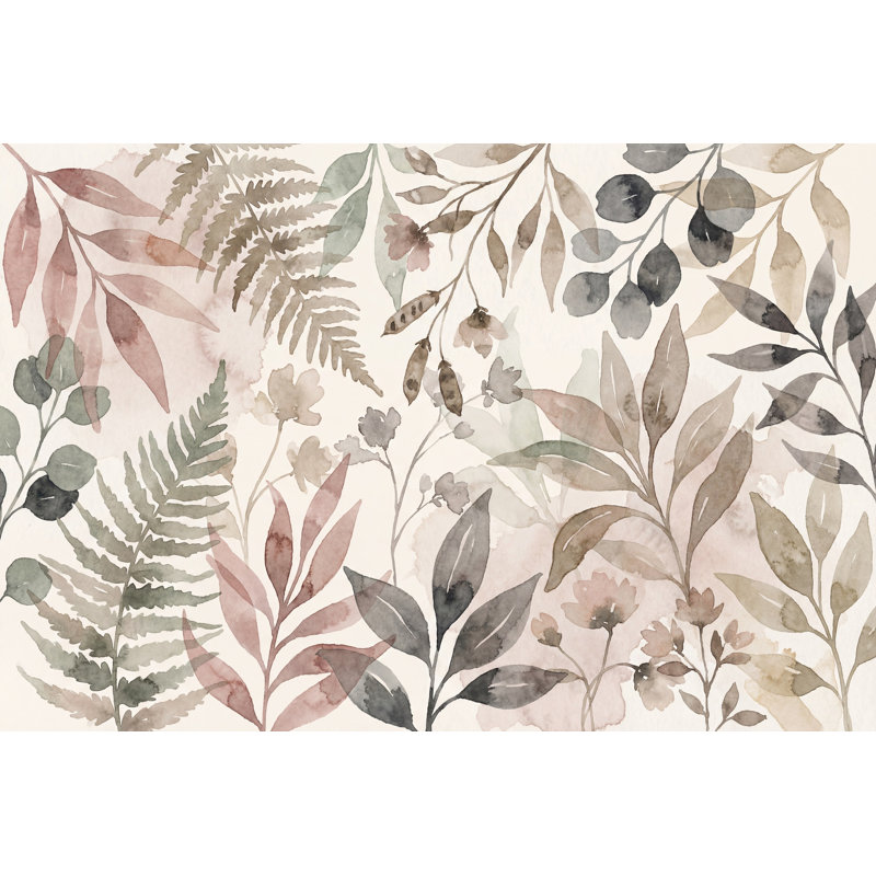 Papier peint botanique aquarelle, 160 po x 108 po, Peel and Stick