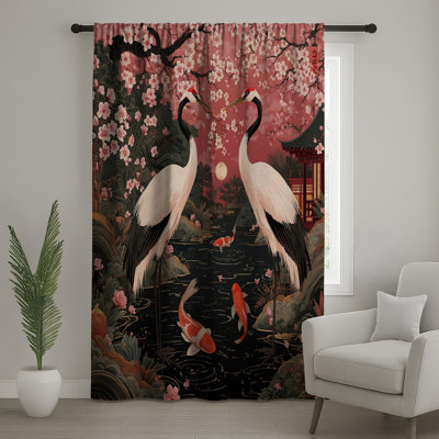 Rideaux Cheroi Blossom Cranes Koi