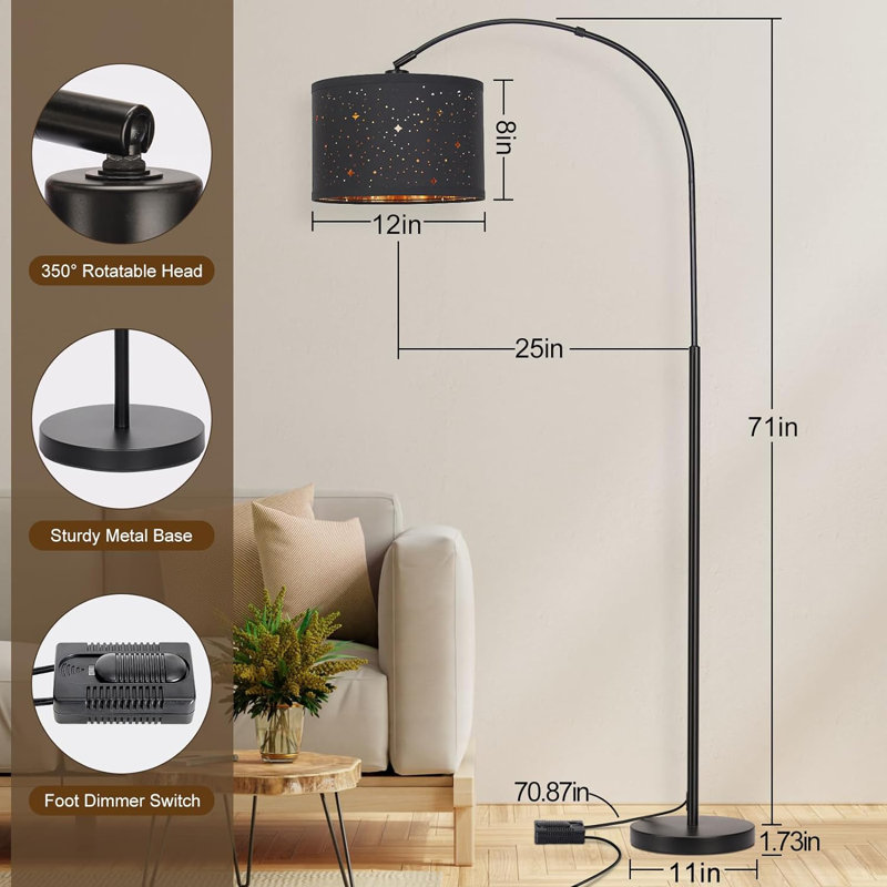 Lampe sur pied arquée 71 po Kyir